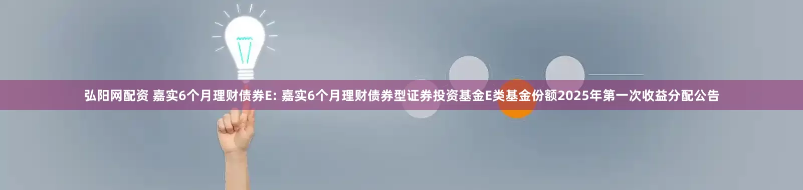 弘阳网配资 嘉实6个月理财债券E: 嘉实6个月理财债券型证券投资基金E类基金份额2025年第一次收益分配公告