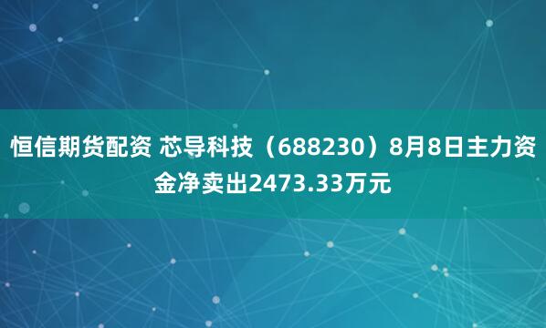 恒信期货配资 芯导科技（688230）8月8日主力资金净卖出2473.33万元