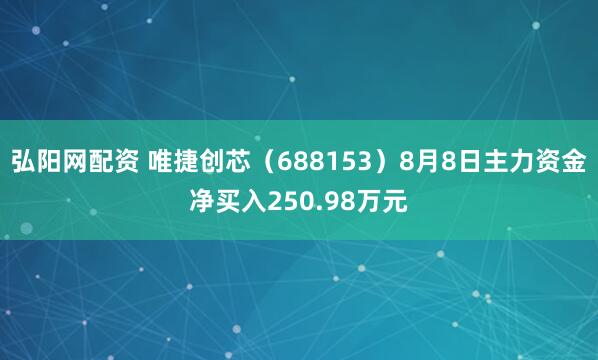 弘阳网配资 唯捷创芯（688153）8月8日主力资金净买入250.98万元